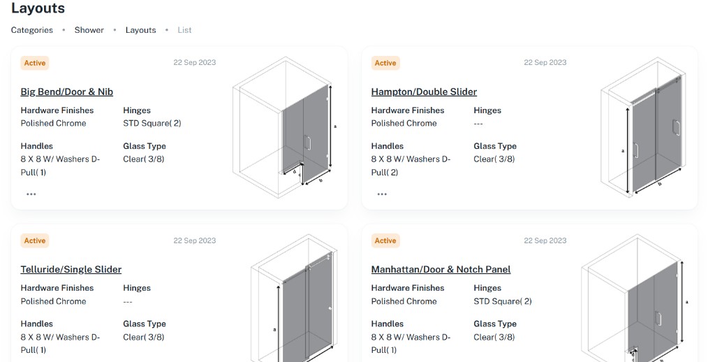 Layouts & product catalog
